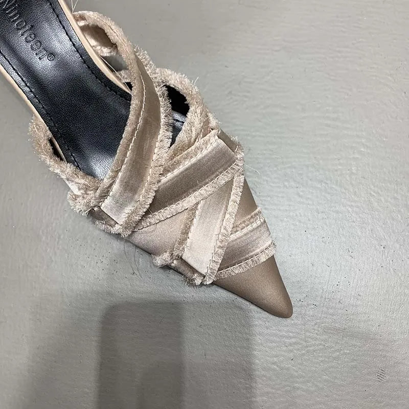 Women's Pointed Toe Kitten Heels Mules Spring Summer Fashion - Frimunt Clothing Co.