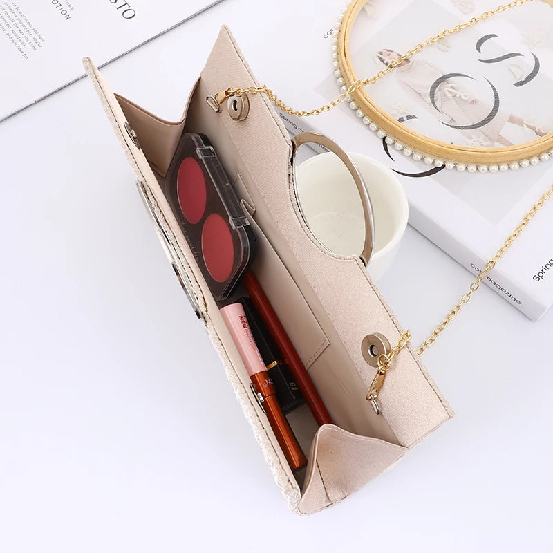 Crystal Handle Pleated Evening Bag Wedding Party - Frimunt Clothing Co.