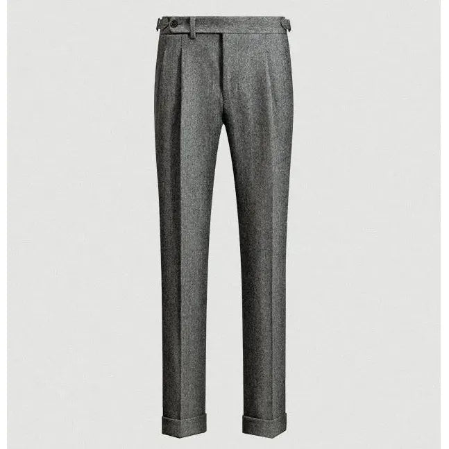 Men's Autumn Winter New High Waist Wool Tweed Trousers Business Casual Pants - Frimunt Clothing Co.