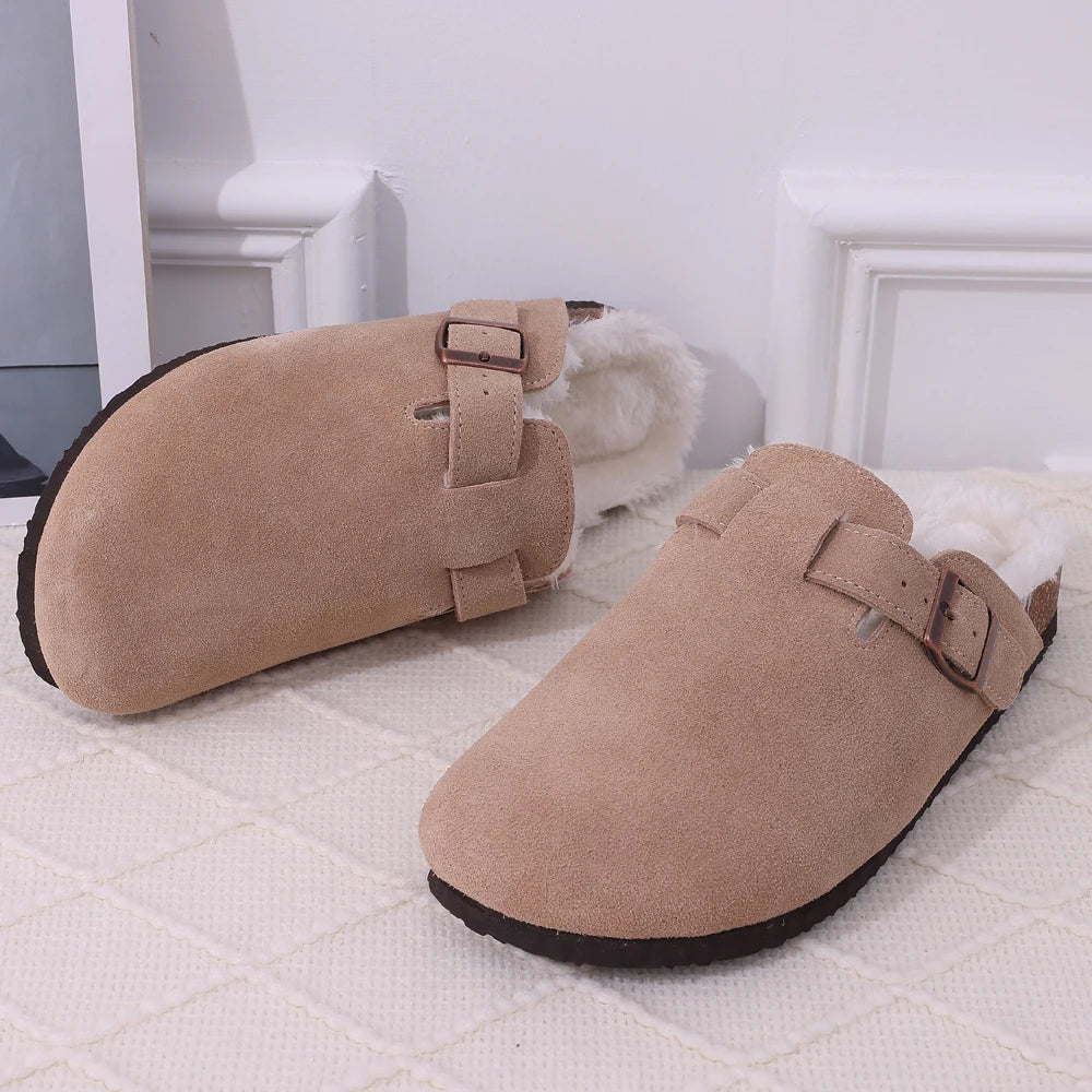 Women's Winter Fur Cork Clogs Short Plush Slippers - Frimunt Clothing Co.