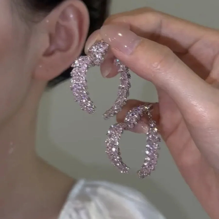 New Design Luxury Zircon Big Heart Wedding Earrings Crystal Leaves - Frimunt Clothing Co.