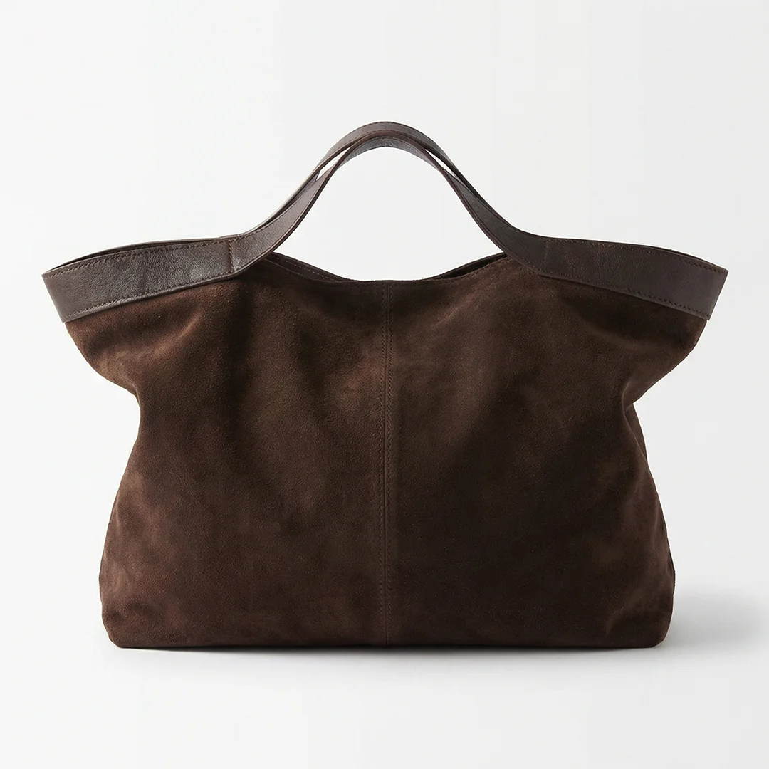Women's Genuine Suede Leather Tote Bags Luxury Designer Large Handbag