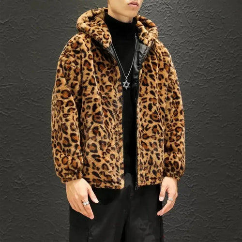 Autumn Winter Fashion Leopard Print Men's Zipper Hooded Casual Jacket - Frimunt Clothing Co.