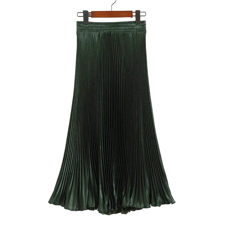 Elegant Long Pleated Bright Satin Skirts - Frimunt Clothing Co.