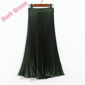 Elegant Long Pleated Bright Satin Skirts - Frimunt Clothing Co.