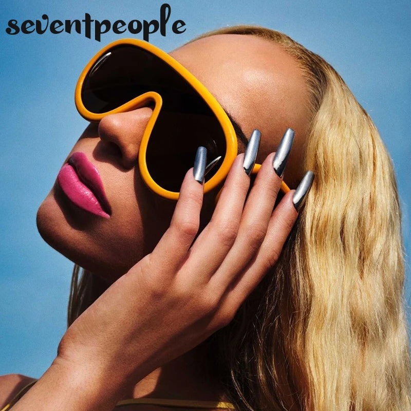 Trendy Wave Mask Sunglasses Women New Fashion Oversized Oval - Frimunt Clothing Co.