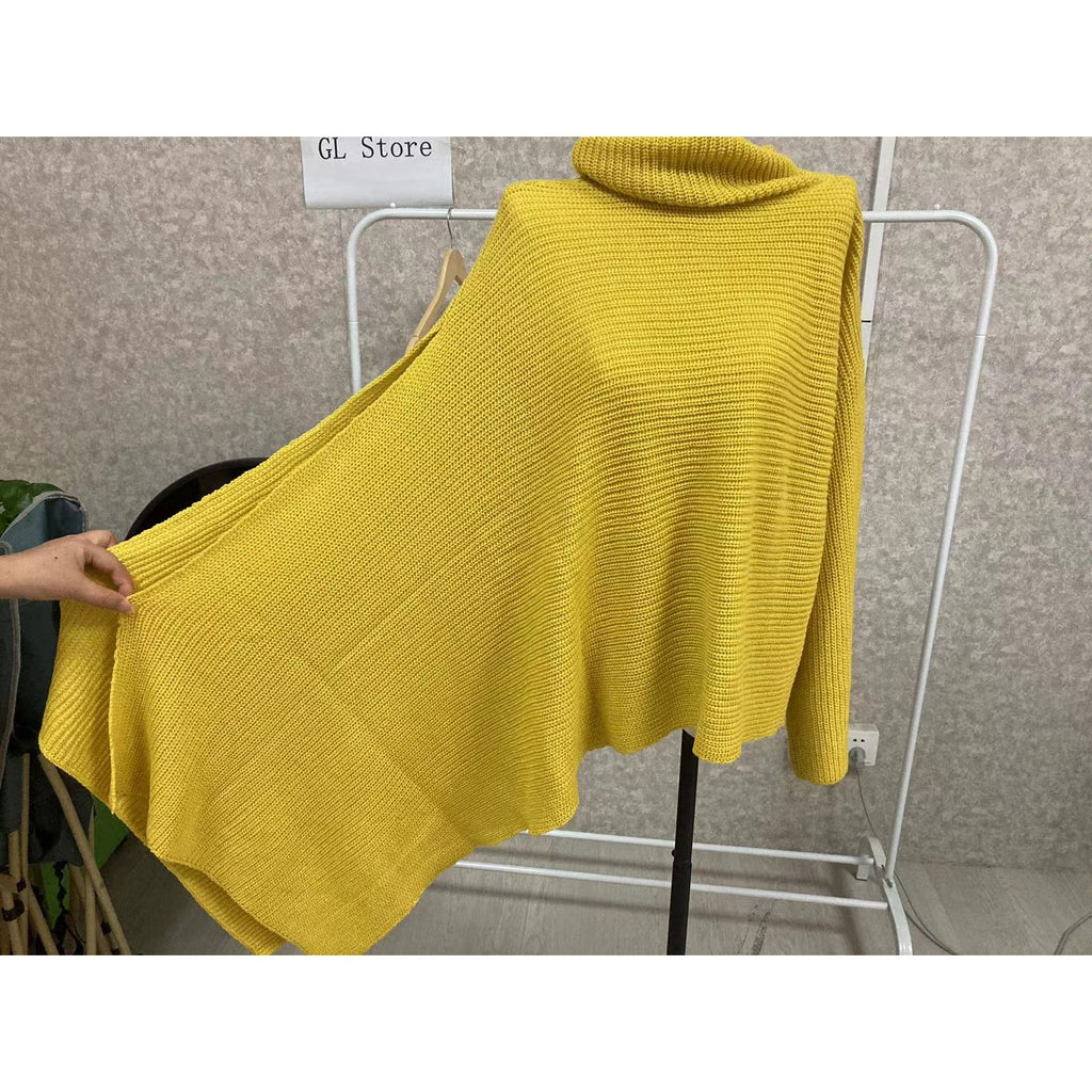Women's Asymmetric Sweater For Women Turtleneck Long Sleeve Side Split Knitwear - Frimunt Clothing Co.