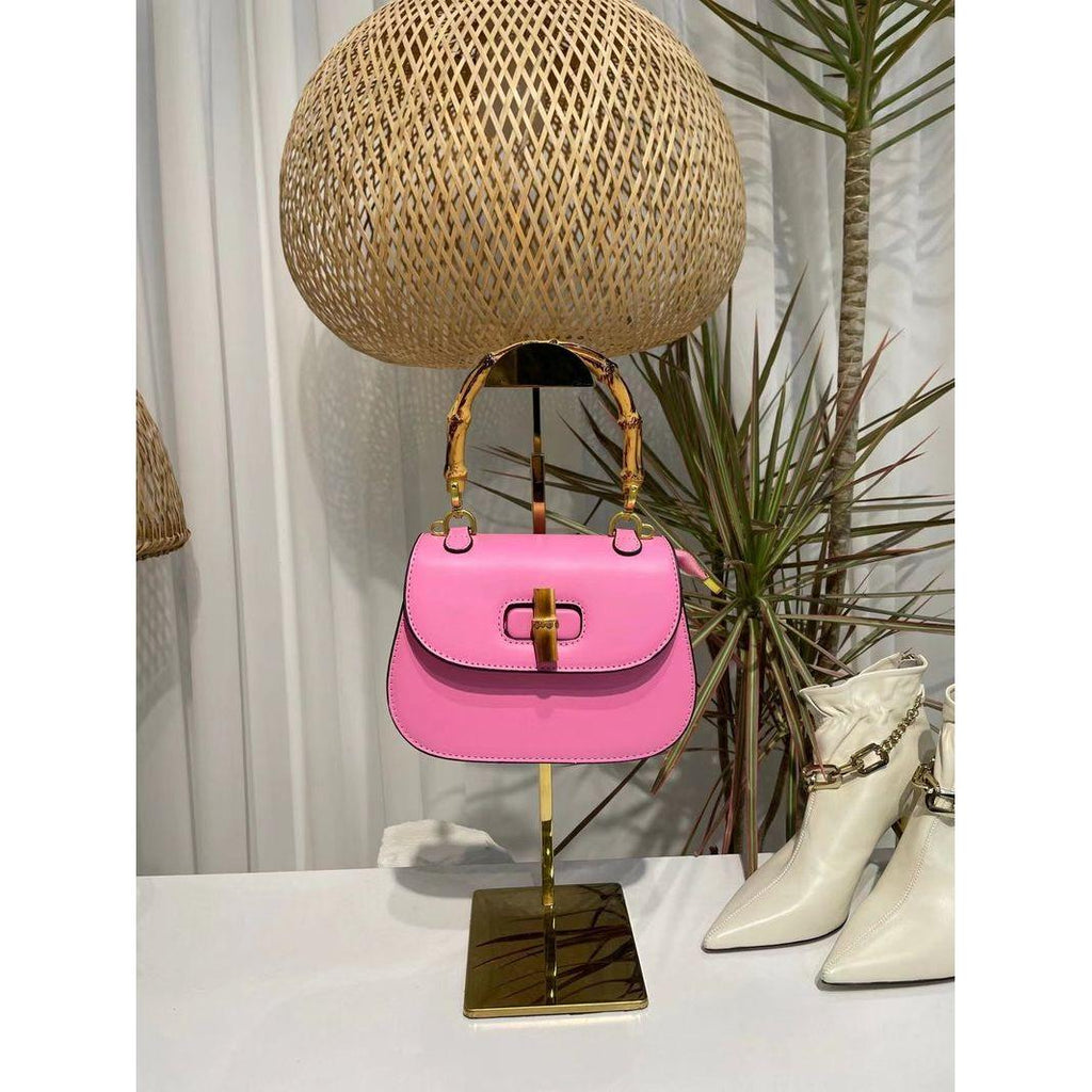Vintage Soft Leather Bamboo Top-handle Crossbody Shoulder Strap - Frimunt Clothing Co.