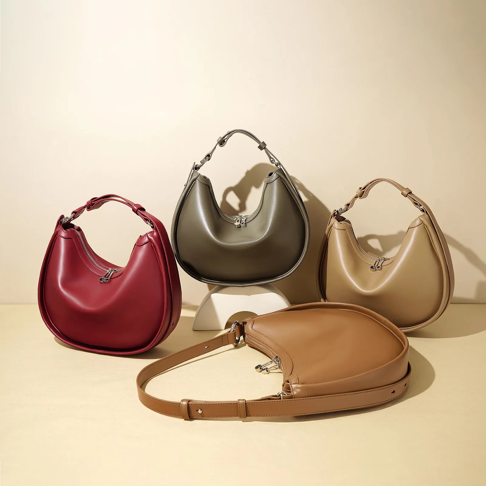 Women's Genuine Leather Shoulder Hobo Bag - Frimunt Clothing Co.