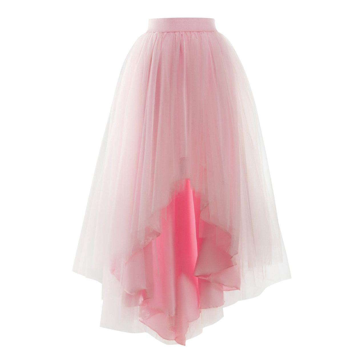 MisShow Women’s Tulle Tutu Maxi Skirt Elastic Waist High Low Mesh Net Party Prom Cocktail Long Skirt - Frimunt Clothing Co.