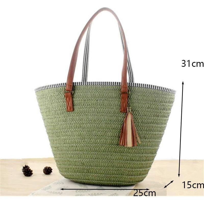 Large Capacity Rattan Handmade Beach Tote Bags Assorted Styles - Frimunt Clothing Co.
