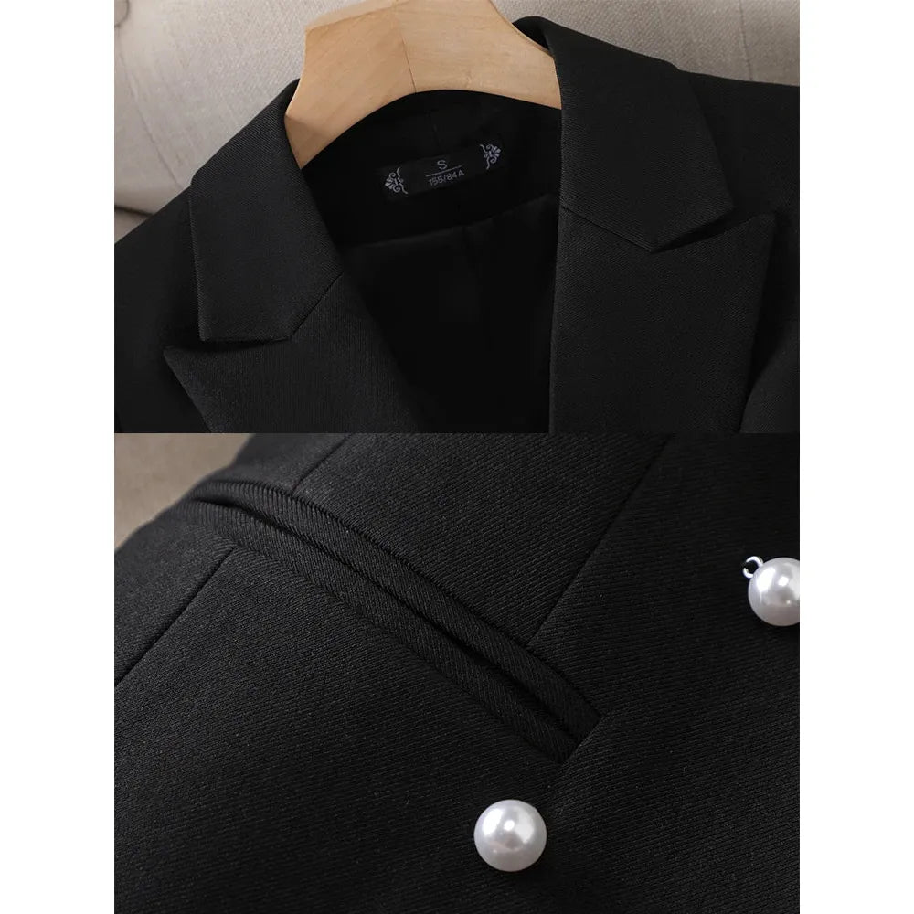 Long Sleeve Women's Blazer Solid Colors Doble Breasted Jacket - Frimunt Clothing Co.