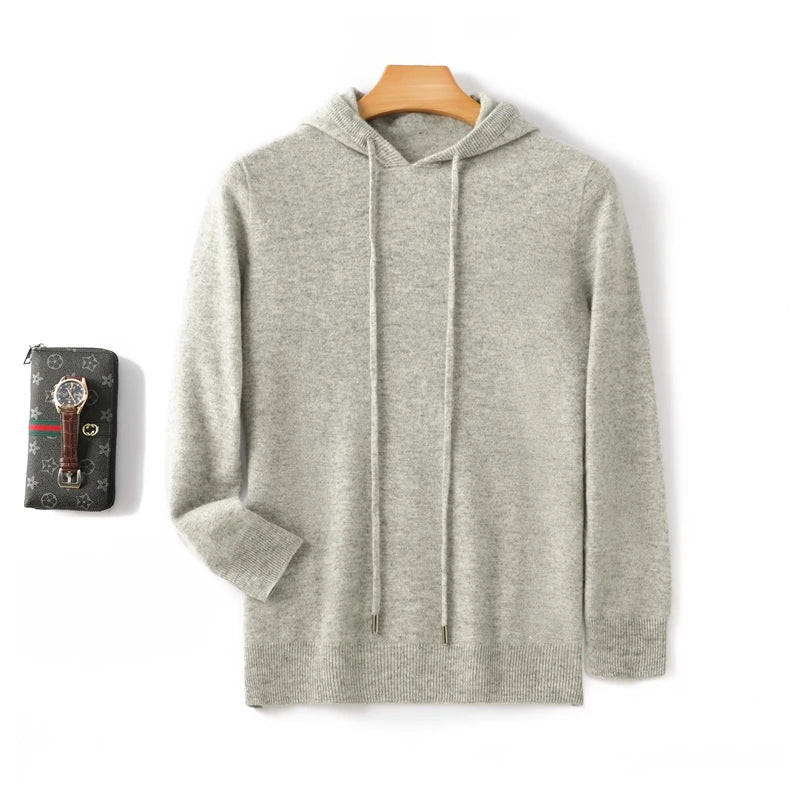 Men's 100% Merino Wool Hooded Knitted Pullover Sweater - Frimunt Clothing Co.