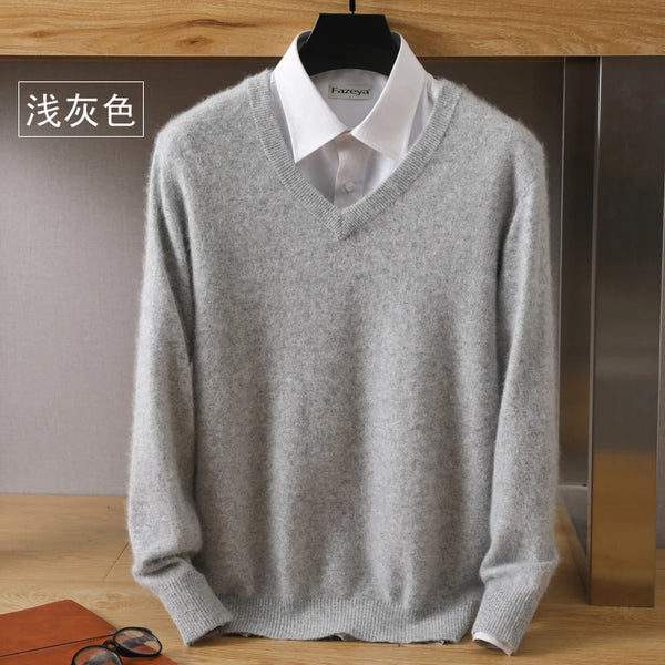 Men’s Merino Wool V-Neck Sweater – Classic Knitwear - Frimunt Clothing Co.