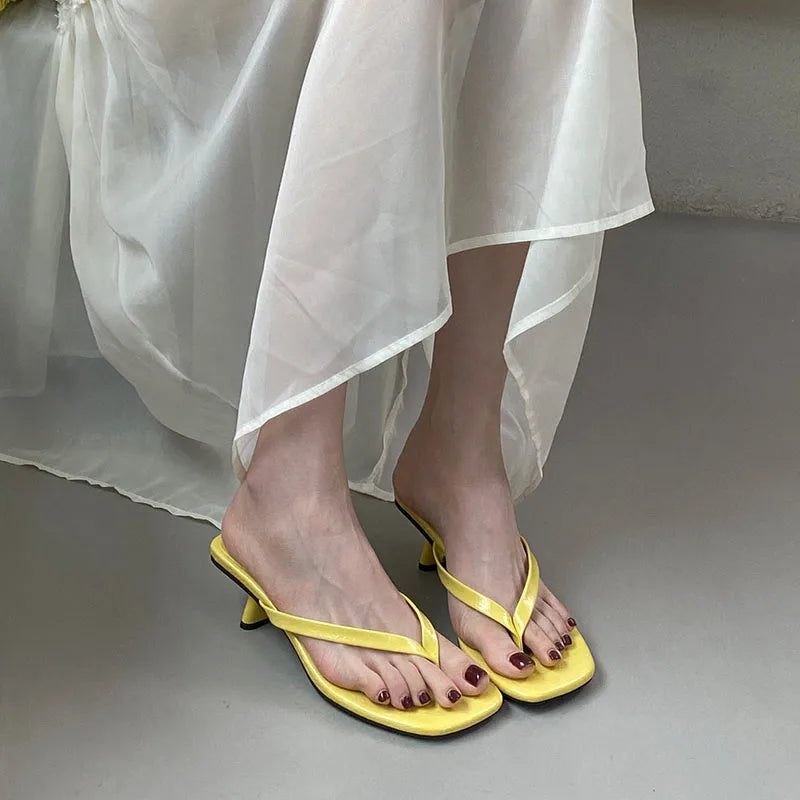 Women's 4CM Heels Thong Sandals Summer Casual