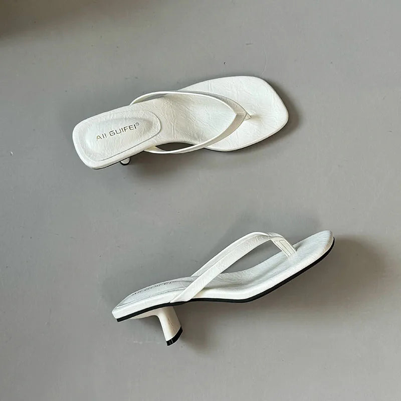 Women's 4CM Heels Thong Sandals Summer Casual
