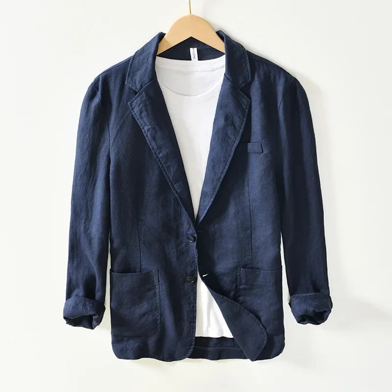 Men's Spring Summer 100% Linen Jacket Casual Men Blazers - Frimunt Clothing Co.