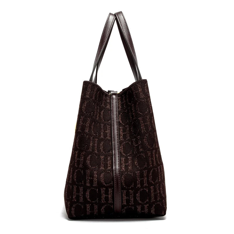 Bolso de mano para mujer, de lona texturizada, de gran capacidad, inspirado en el diseñador.