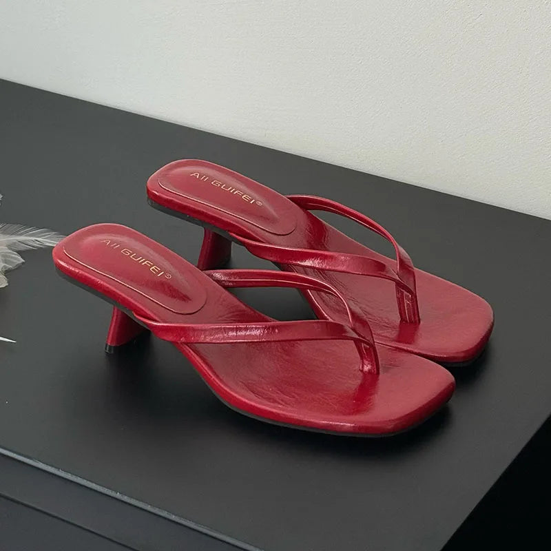 Women's 4CM Heels Thong Sandals Summer Casual