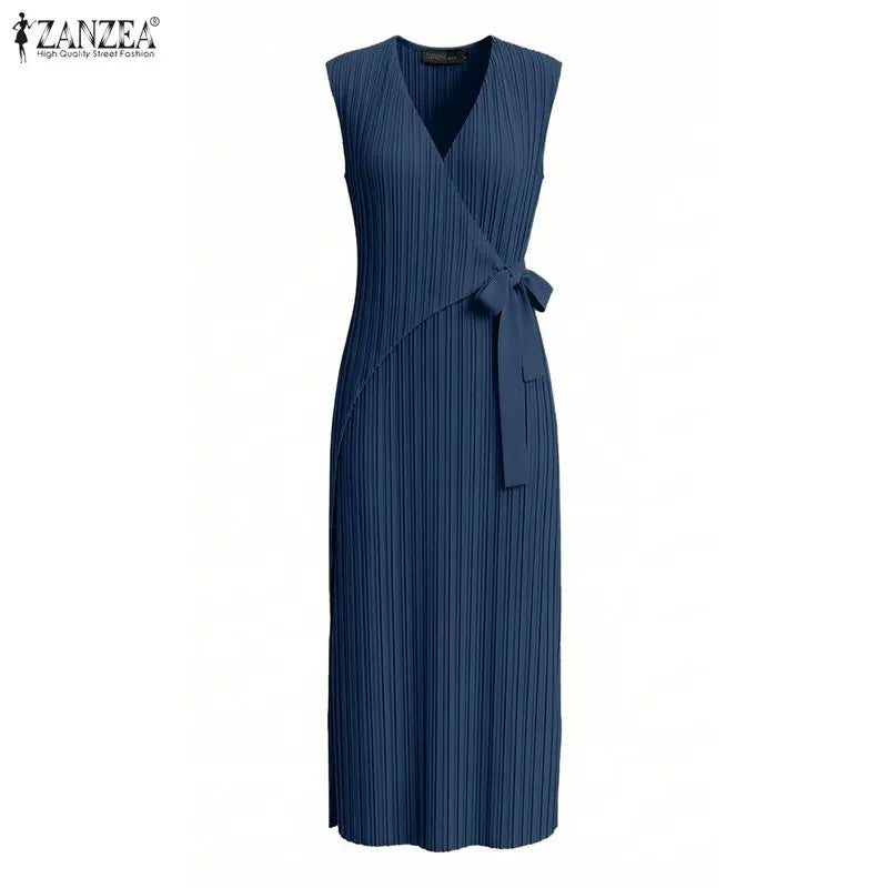 Summer Women Dress V Neck Lace-up Long Maxi Dresses - Frimunt Clothing Co.