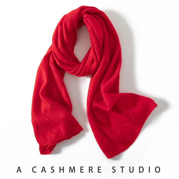 Women's Winter 100% Cashmere Knit Long Scarf Solid Colors