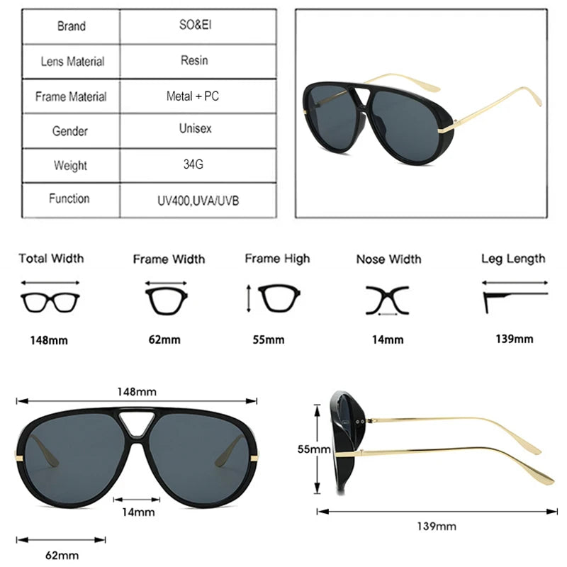 Women's Double Bridge Sunglasses Retro Gradient UV400 - Frimunt Clothing Co.