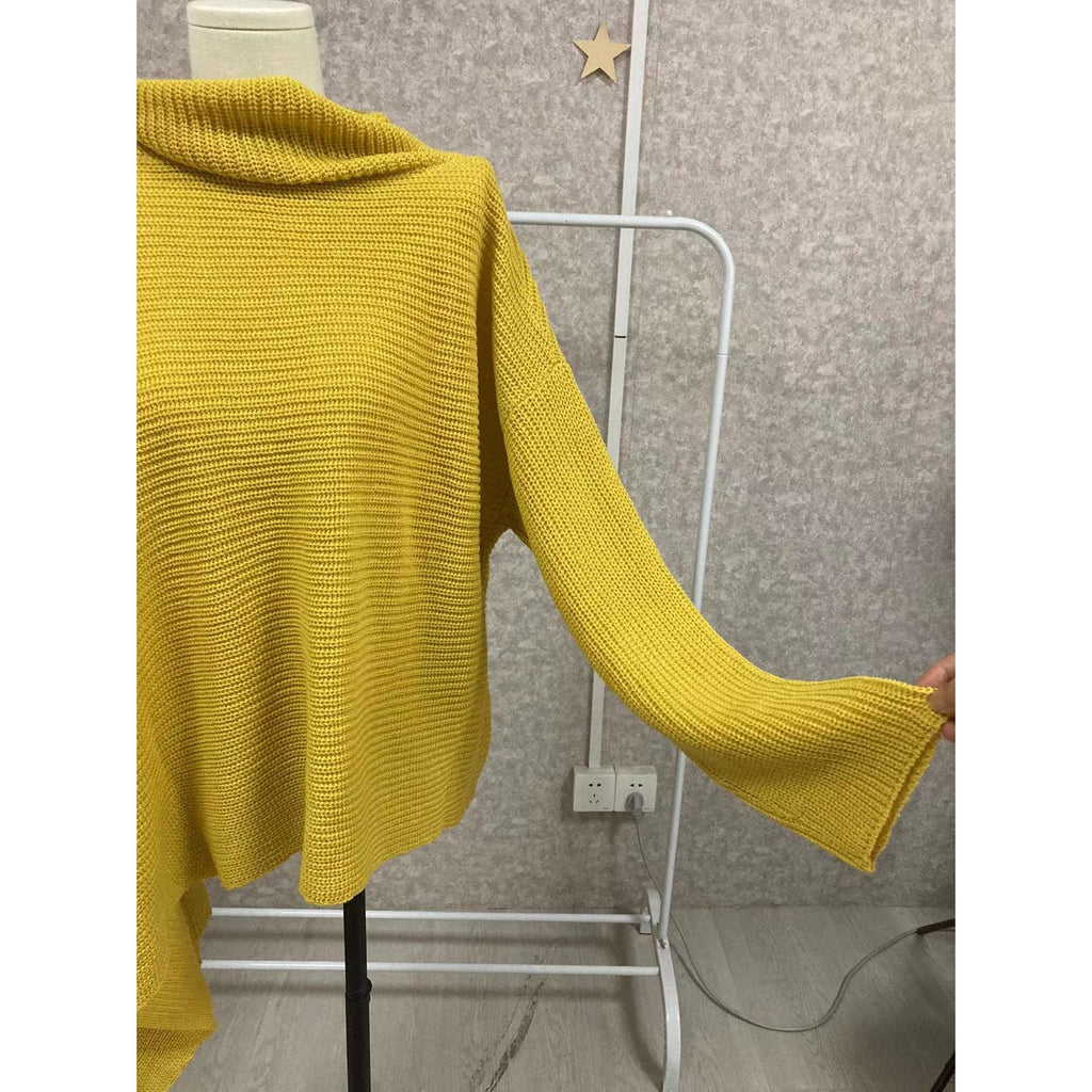 Women's Asymmetric Sweater For Women Turtleneck Long Sleeve Side Split Knitwear - Frimunt Clothing Co.