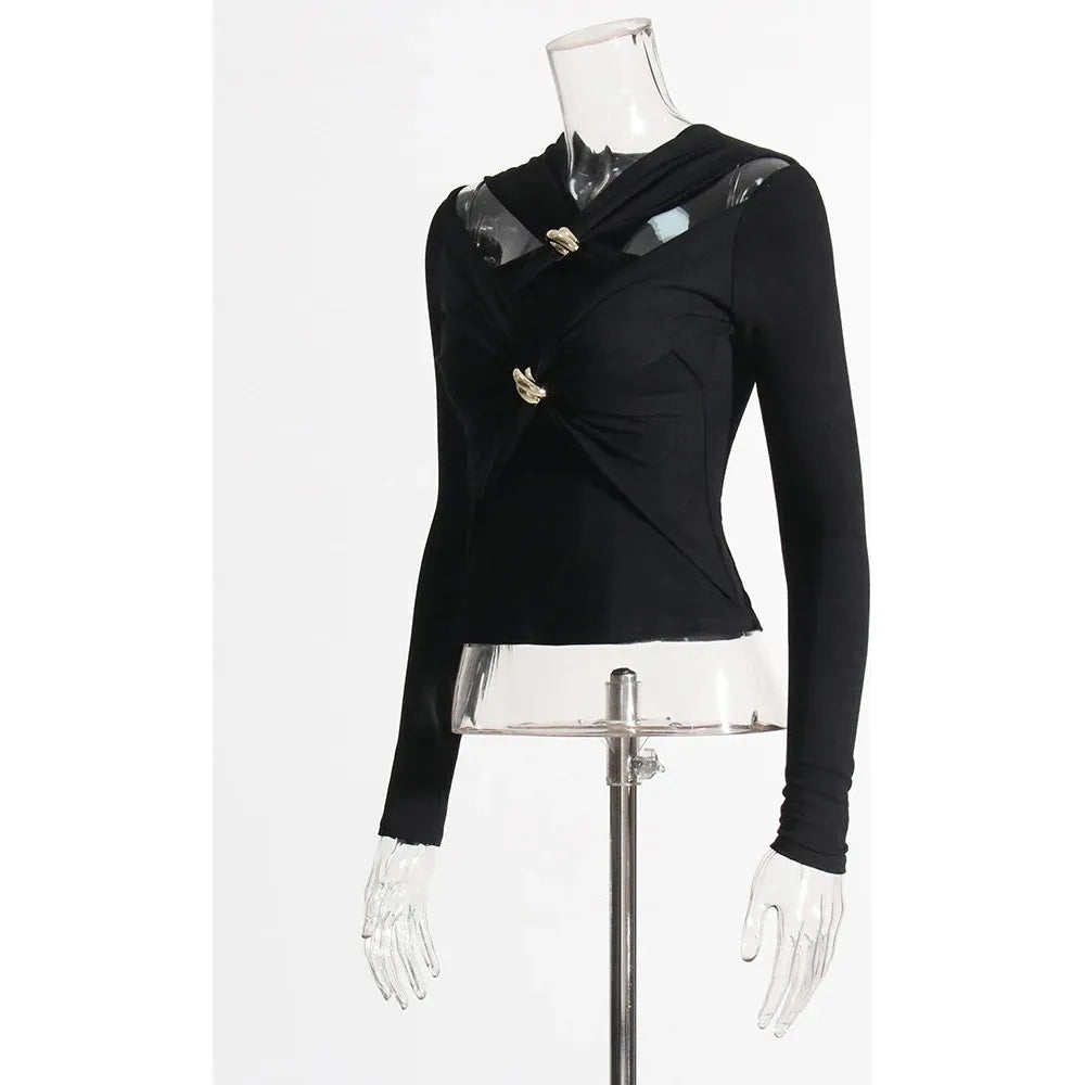 Women Doble Neck Long Sleeve Slimming Tops - Frimunt Clothing Co.