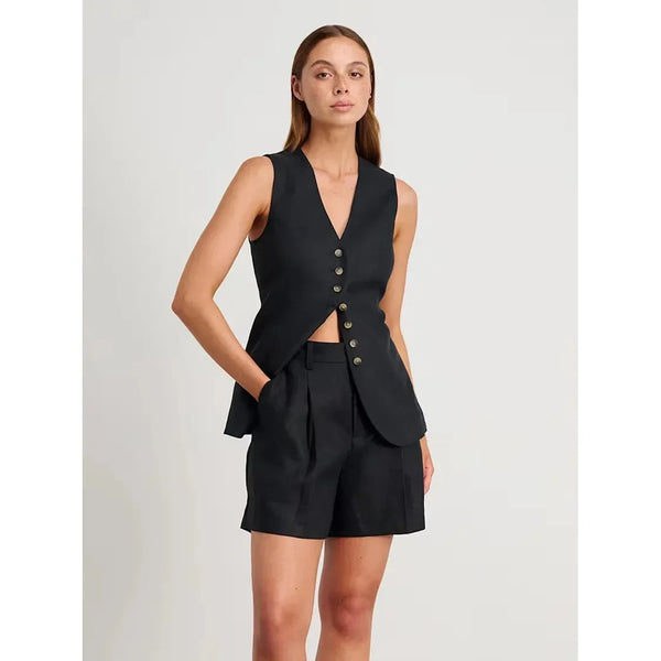 Women's Cotton Linen Chic Vest Shorts Set - Frimunt Clothing Co.