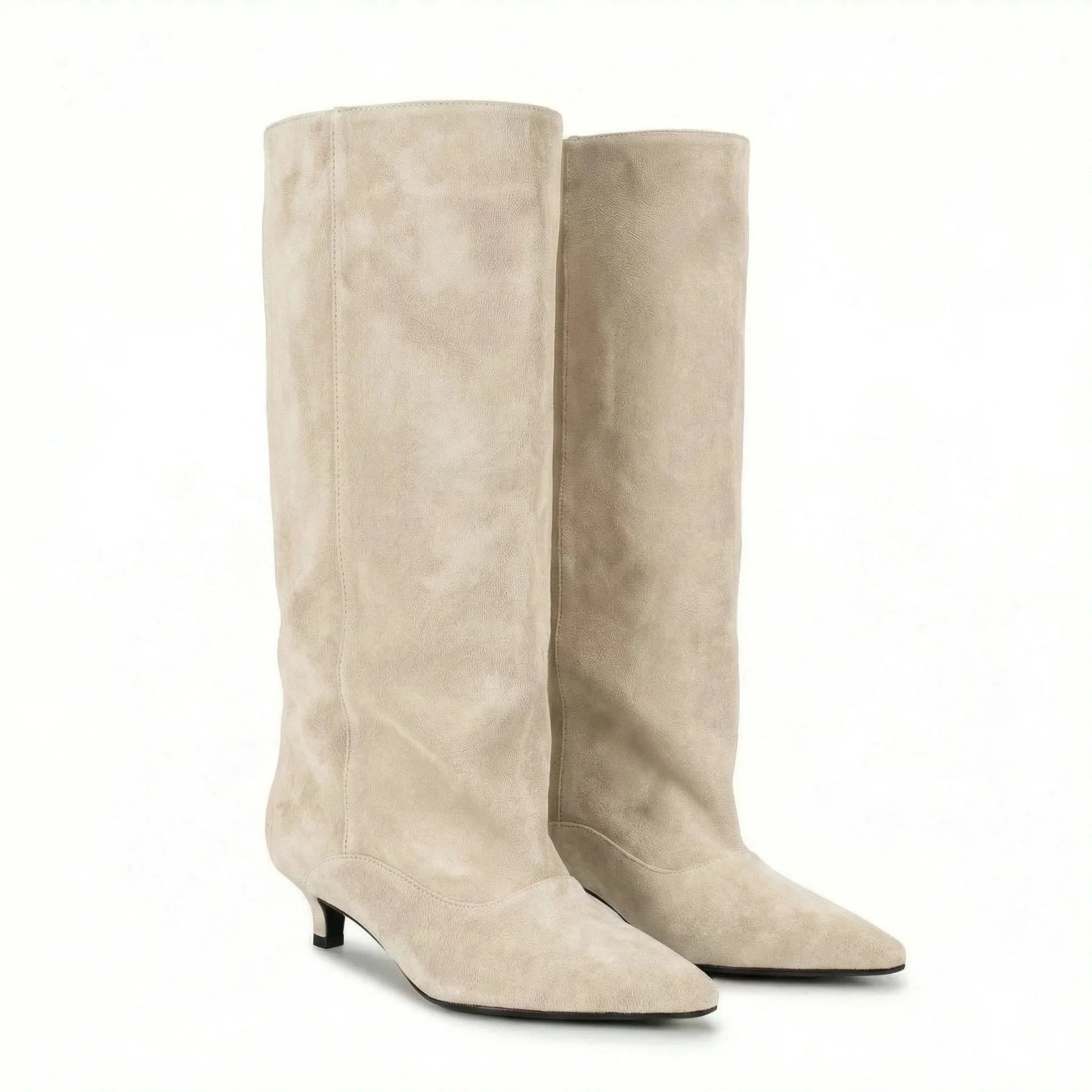 2026 Women's Pointed Toe Low Heel Sleeve Knee High Boots Various Colours