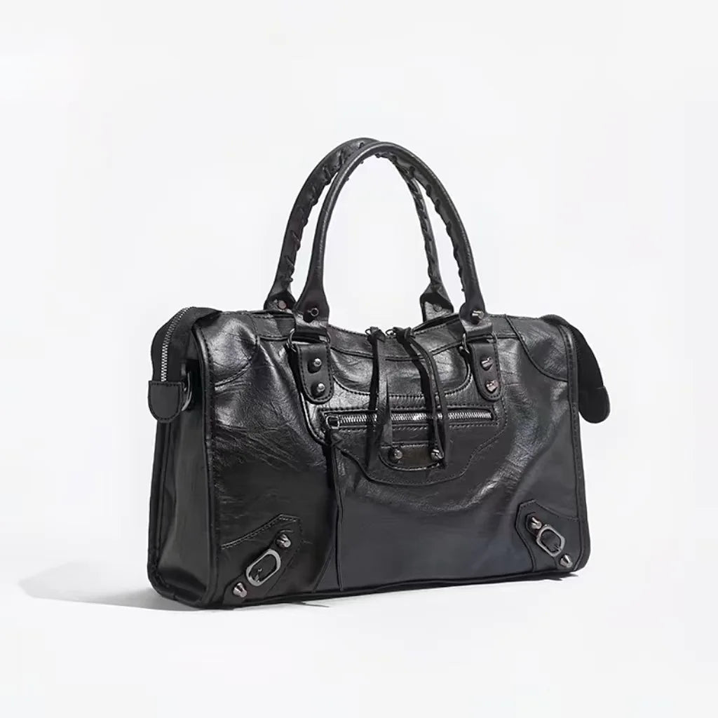 Bolso parisino con remaches para mujer, bandolera informal de gran capacidad