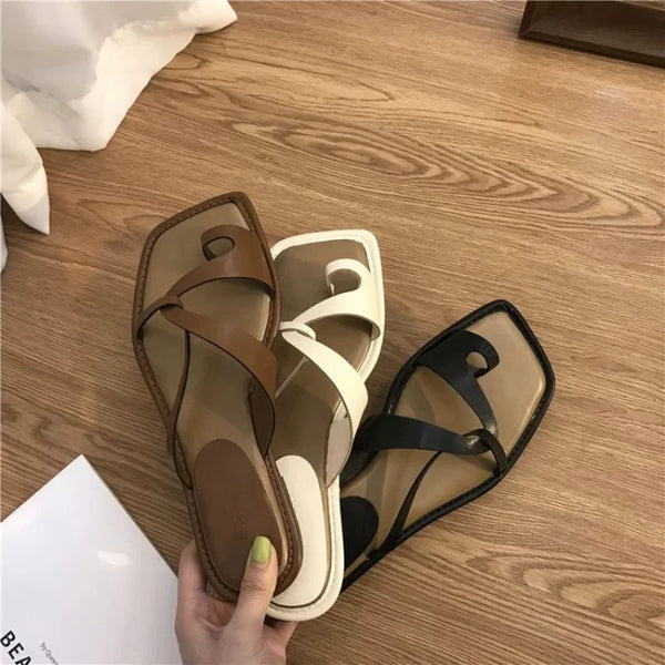 Clip Toe Flat Casual Non-slip Eco Leather Women's Summer Sandals