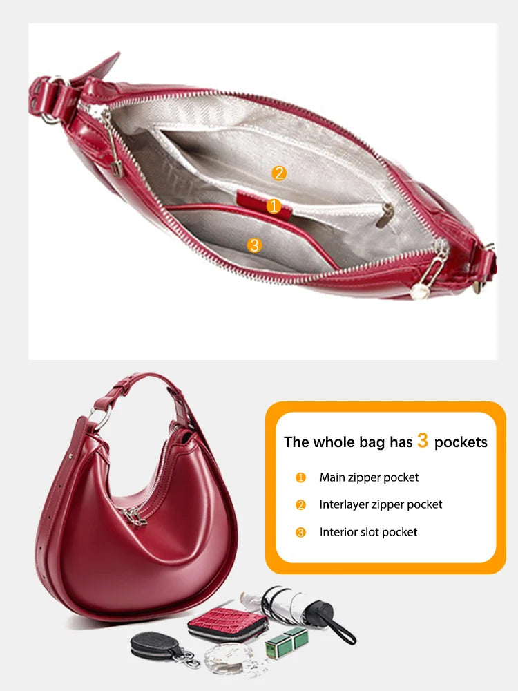 Women's Genuine Leather Shoulder Hobo Bag - Frimunt Clothing Co.