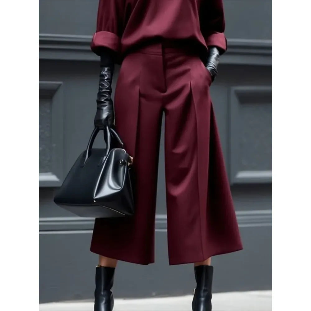 Women's Wide Leg High Waist Pleated Pants