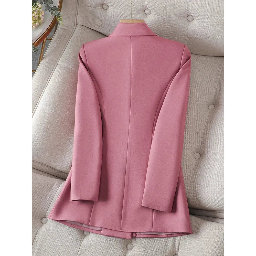 Long Sleeve Women's Blazer Solid Colors Doble Breasted Jacket - Frimunt Clothing Co.