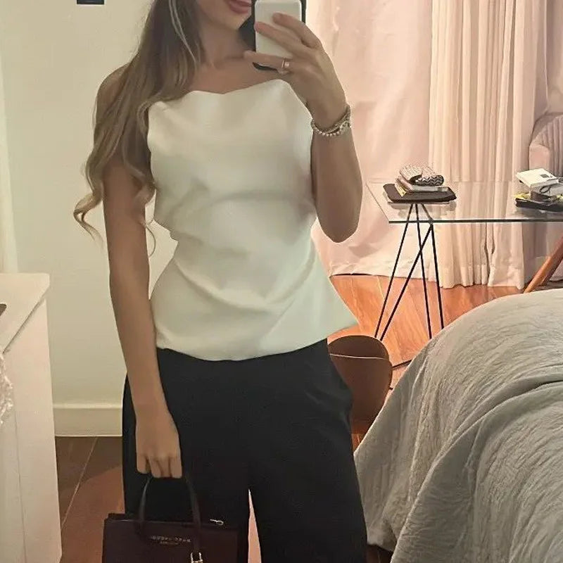 Women Backless Black Top With Spaghetti Straps - Frimunt Clothing Co.