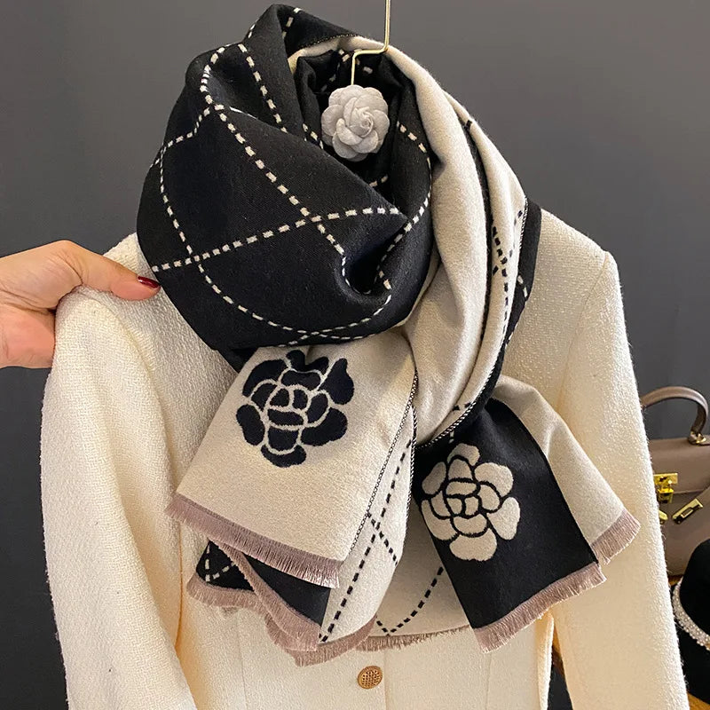 Women's Fashion Luxury Shawl Scarf Printed Flower Warm Cashmere - Frimunt Clothing Co.