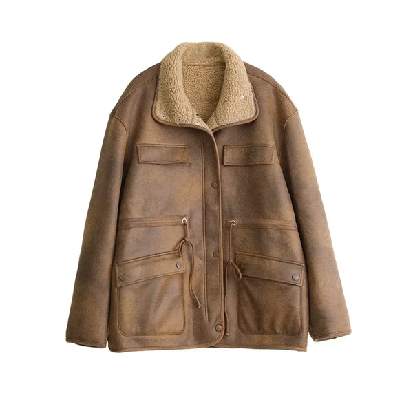 Women's Solid Suede Reversible Winter Jacket - Frimunt Clothing Co.