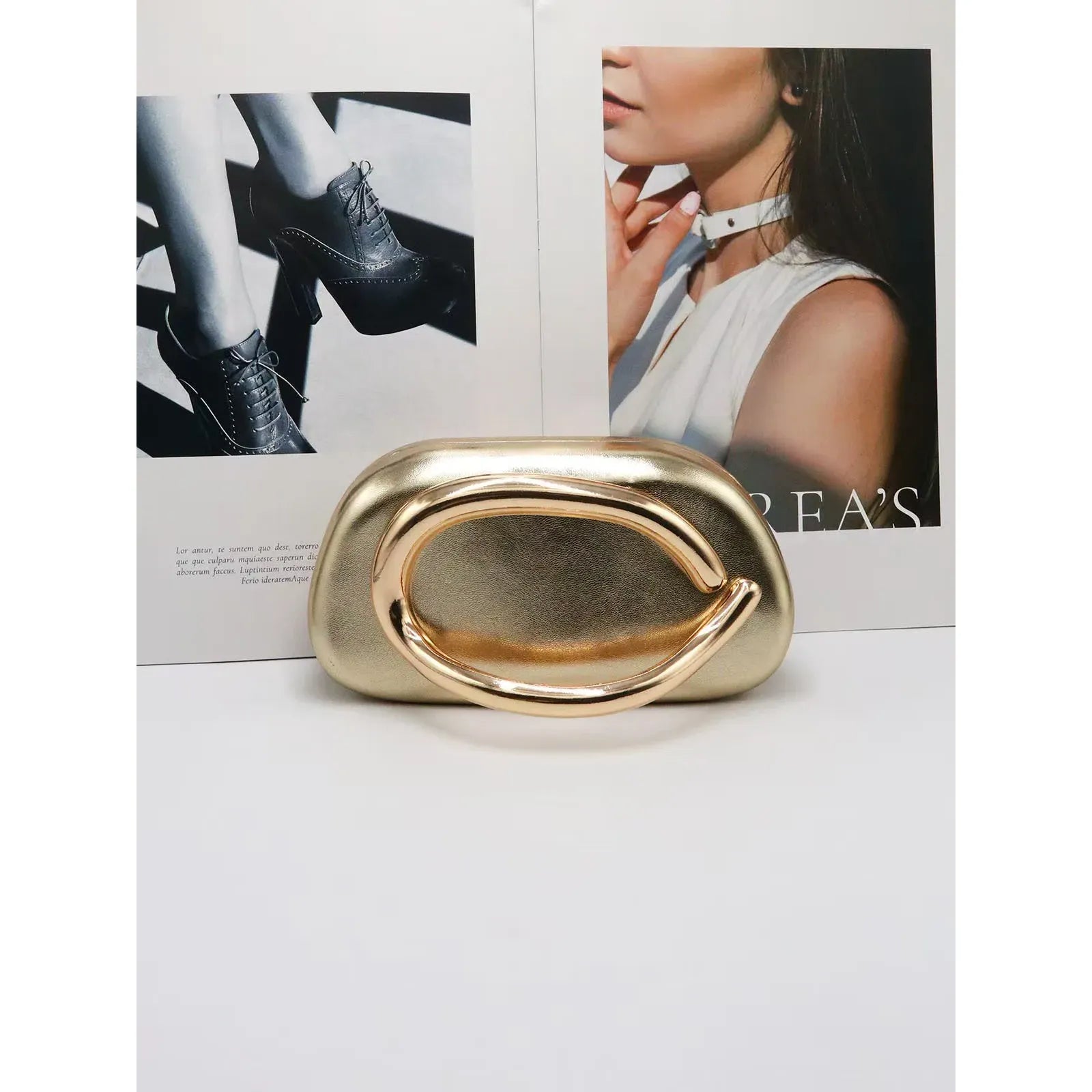 Women's Metal Handle Box Clutch Bag Evening Wedding Party Handbag