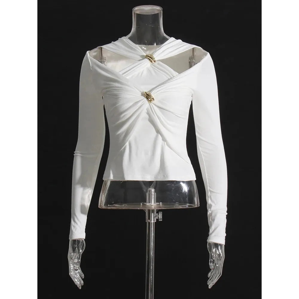 Women Doble Neck Long Sleeve Slimming Tops - Frimunt Clothing Co.