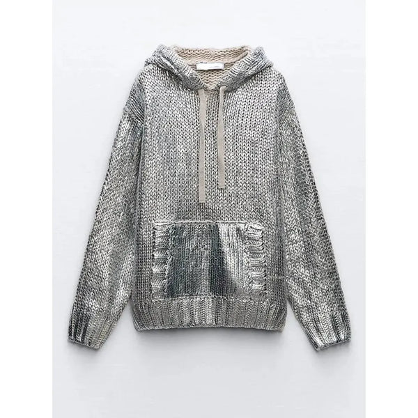 Women Chic Metallic Silver Rib Knit Casual Sweater 6 Styles - Frimunt Clothing Co.