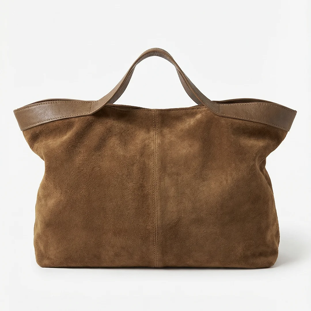 Women's Genuine Suede Leather Tote Bags Luxury Designer Large Handbag