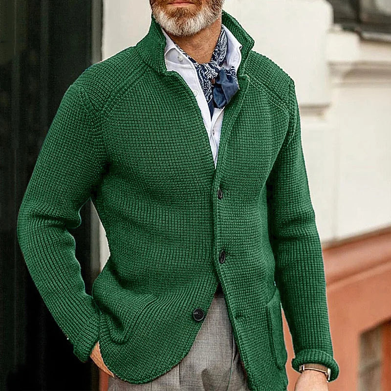 Men's Fall/Winter Knitted Cardigan Sweater Slim Fit Standing Collar Thick Knit - Frimunt Clothing Co.