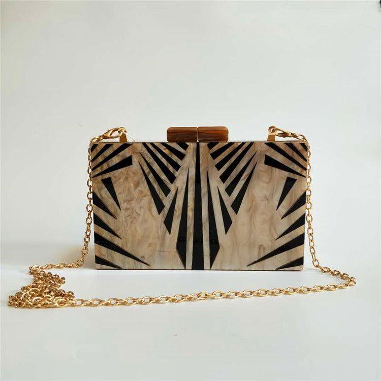 Leaf Vein Acrylic Evening Bag Geometric Splicing Clutch - Frimunt Clothing Co.
