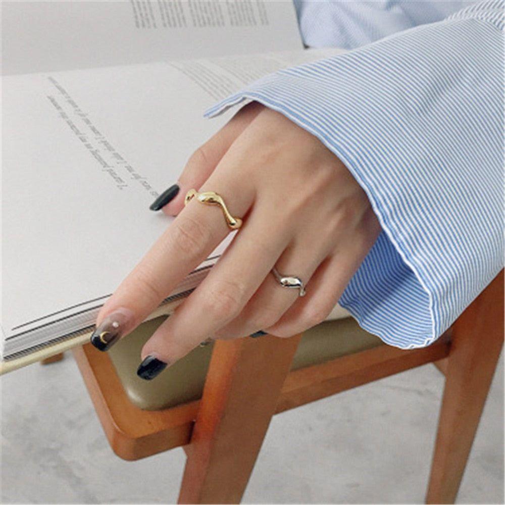 925 Sterling Silver Geometric Irregular Resizable Rings Luxury Fashion Jewelry Silver, Gold Tone - Frimunt Clothing Co.