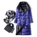 Women's Ultra Light Long Jacket Winter Double Sided Slim White Duck Down Coat Single Breasted - Frimunt Clothing Co.