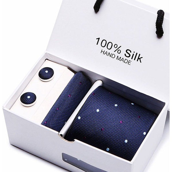 Men's 100 % Silk Tie Gift Box 3-Piece Set Business Formal Wedding Tie Set Many Colors - Frimunt Clothing Co.