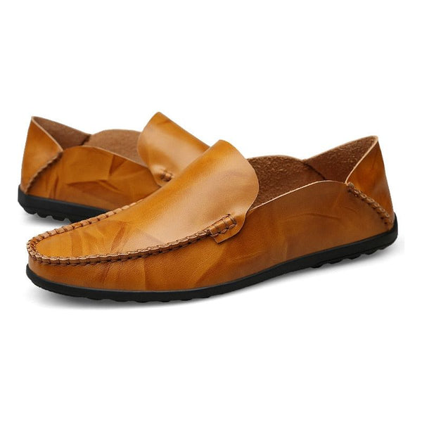 Men's Genuine Split Leather Non-slip Loafer Flats Driving Shoes - Frimunt Clothing Co.