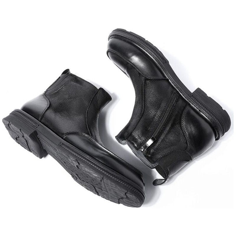 High End Men's Winter Full Grain Leather Ankle Chelsea Boots Side Zip, Retro Style - Frimunt Clothing Co.