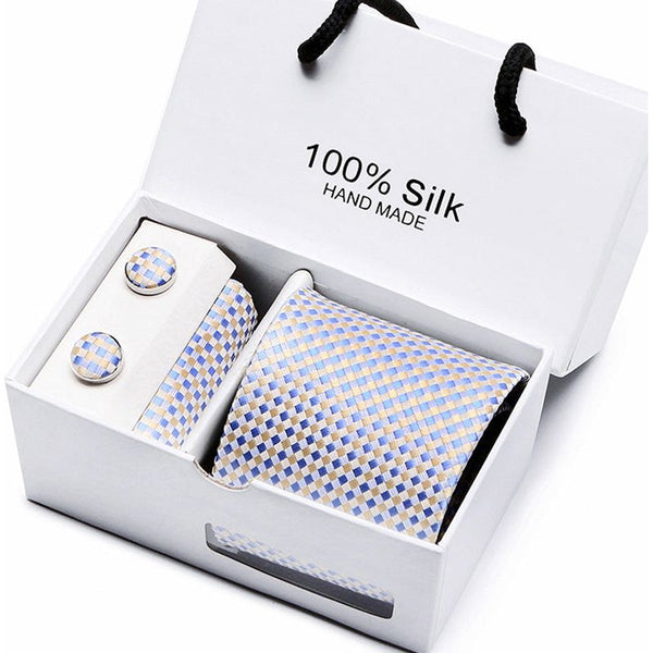 Men's 100 % Silk Tie Gift Box 3-Piece Set Business Formal Wedding Tie Set - Frimunt Clothing Co.